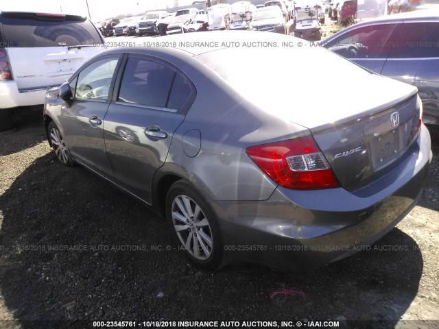 2HGFB2F96CH596108 - 2012 HONDA CIVIC EXL GRAY photo 3