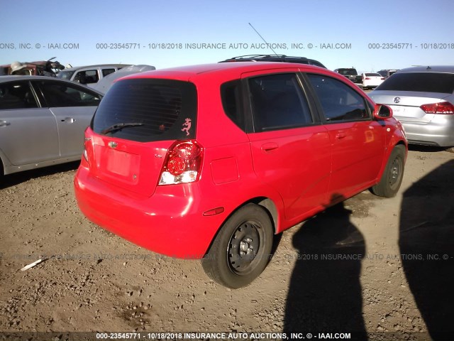 KL1TD666X7B763701 - 2007 CHEVROLET AVEO LS RED photo 4