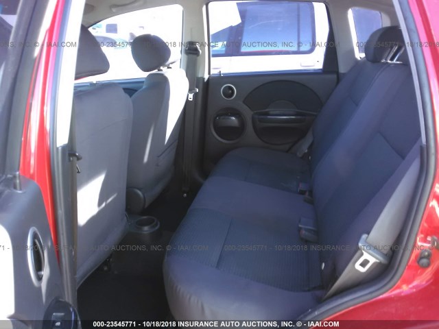 KL1TD666X7B763701 - 2007 CHEVROLET AVEO LS RED photo 8