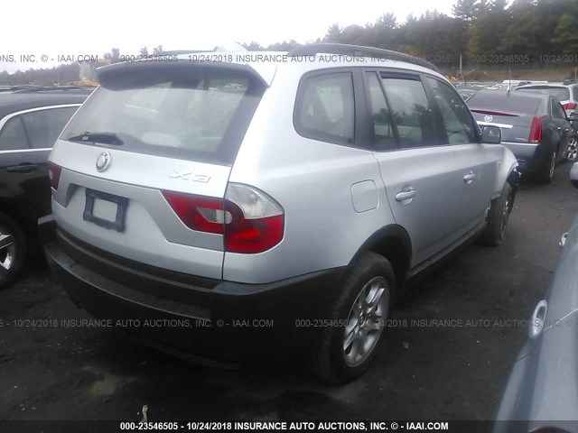 WBXPA73444WB27975 - 2004 BMW X3 2.5I SILVER photo 4