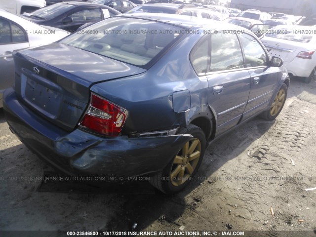 4S4BL62C167210614 - 2006 SUBARU LEGACY OUTBACK 2.5I LIMITED BLUE photo 4