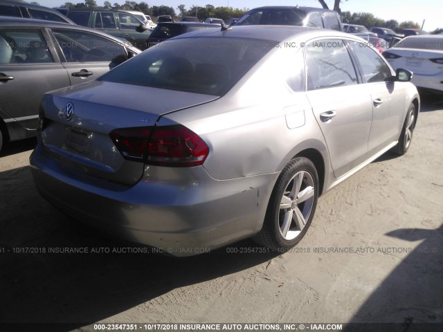 1VWBP7A3XDC036107 - 2013 VOLKSWAGEN PASSAT SE GRAY photo 4