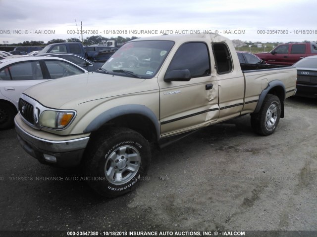 5TESN92N32Z028322 - 2002 TOYOTA TACOMA XTRACAB PRERUNNER ოქროსფერი ფოტო 2