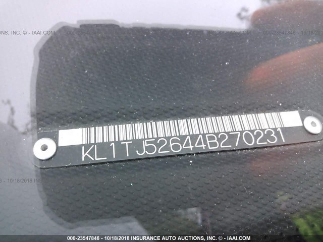 KL1TJ52644B270231 - 2004 CHEVROLET AVEO LS GREEN photo 9