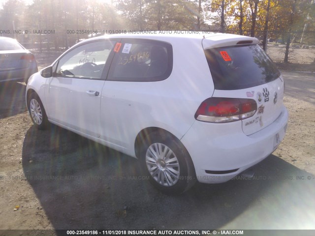 WVWBB7AJ8AW243802 - 2010 VOLKSWAGEN GOLF WHITE photo 3