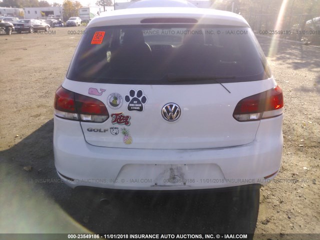 WVWBB7AJ8AW243802 - 2010 VOLKSWAGEN GOLF WHITE photo 6