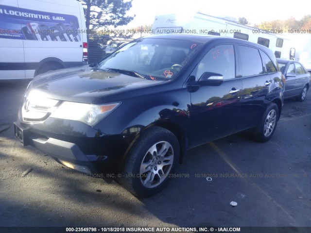 2HNYD28457H527896 - 2007 ACURA MDX TECHNOLOGY BLACK photo 2