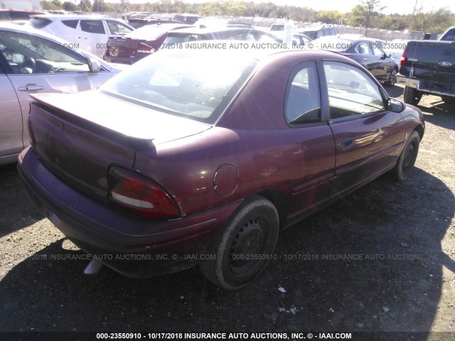 1B3ES42C5XD128639 - 1999 DODGE NEON HIGHLINE BURGUNDY photo 4