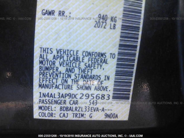 1N4AL3AP9DC295683 - 2013 NISSAN ALTIMA 2.5/S/SV/SL Marrón foto 9