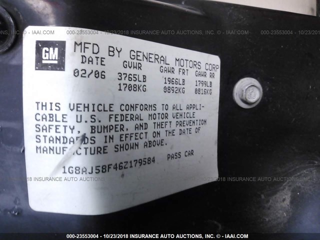 1G8AJ58F46Z179584 - 2006 SATURN ION LEVEL 2 GREEN photo 9