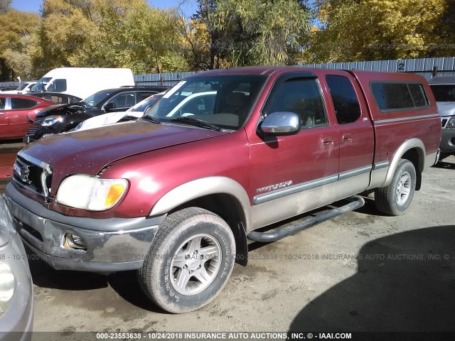 5TBRT3415YS099399 - 2000 TOYOTA TUNDRA ACCESS CAB/ACCESS CAB SR5 RED photo 2