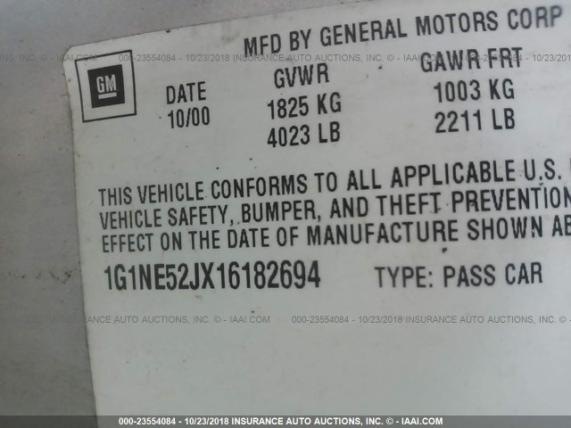 1G1NE52JX16182694 - 2001 CHEVROLET MALIBU LS ვერცხლისფერი ფოტო 9