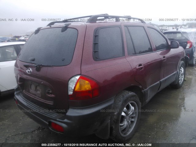 KM8SC83D11U087264 - 2001 HYUNDAI SANTA FE GLS/LX BURGUNDY photo 4