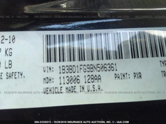 1B3BD1FG9BN506361 - 2011 DODGE AVENGER MAINSTREET BLACK photo 9