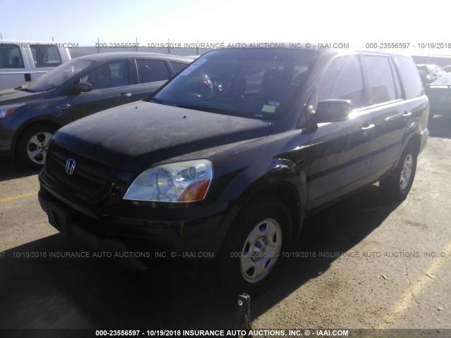 2HKYF18145H564734 - 2005 HONDA PILOT LX BLACK photo 2