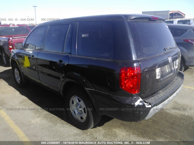 2HKYF18145H564734 - 2005 HONDA PILOT LX BLACK photo 3