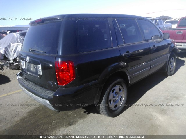 2HKYF18145H564734 - 2005 HONDA PILOT LX BLACK photo 4