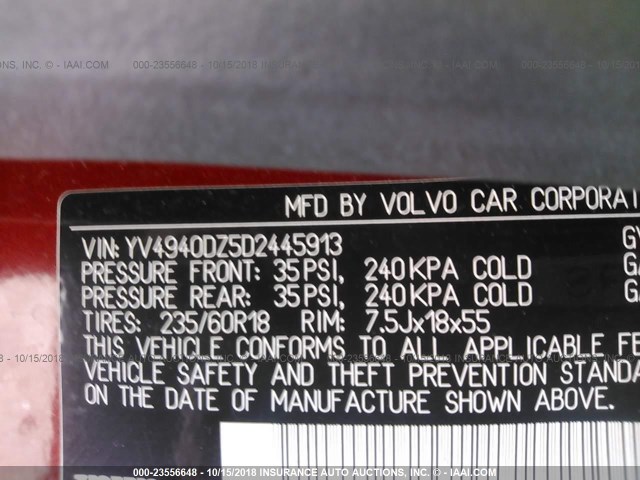 YV4940DZ5D2445913 - 2013 VOLVO XC60 3.2 栗色 照片 9
