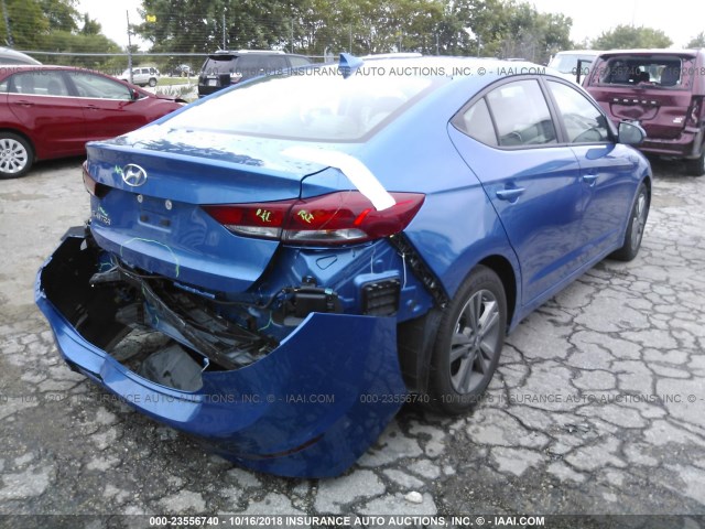 5NPD84LFXJH365761 - 2018 HYUNDAI ELANTRA SEL/VALUE/LIMITED BLUE photo 4