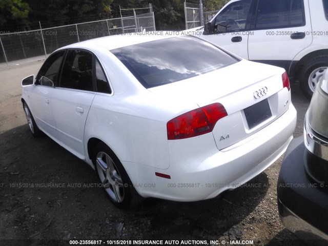 WAUAF78E28A063261 - 2008 AUDI A4 2.0T WHITE photo 3