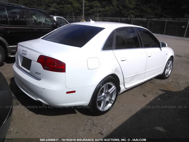 WAUAF78E28A063261 - 2008 AUDI A4 2.0T WHITE photo 4