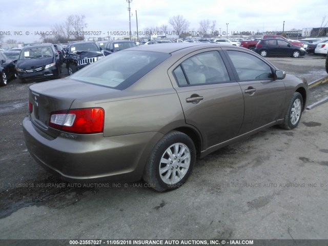 4A3AB36F89E006542 - 2009 MITSUBISHI GALANT ES BROWN photo 4