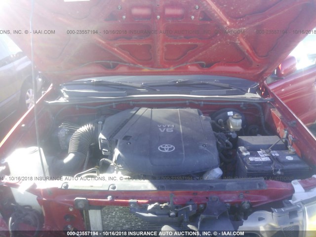 5TEUU4EN5AZ707517 - 2010 TOYOTA TACOMA ACCESS CAB Կարմիր լուսանկար 10