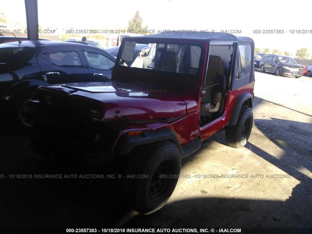 1J4FY19P3RP426255 - 1994 JEEP WRANGLER / YJ S RED photo 2