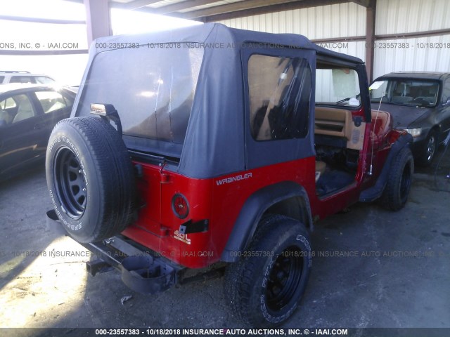 1J4FY19P3RP426255 - 1994 JEEP WRANGLER / YJ S RED photo 4