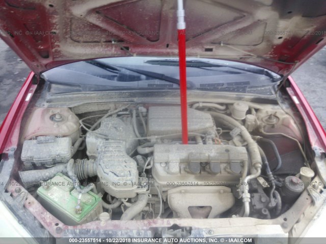 1HGEM21195L077406 - 2005 HONDA CIVIC DX VP RED photo 10