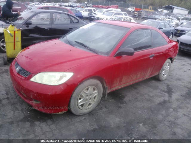 1HGEM21195L077406 - 2005 HONDA CIVIC DX VP RED photo 2