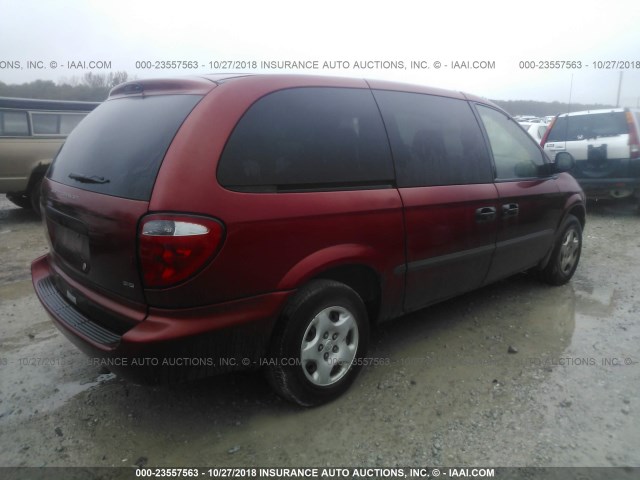 1B4GP24362B733927 - 2002 DODGE GRAND CARAVAN SE RED photo 4