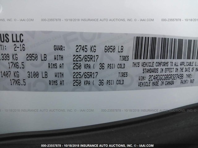 2C4RDGCG8GR327498 - 2016 DODGE GRAND CARAVAN SXT WHITE photo 9