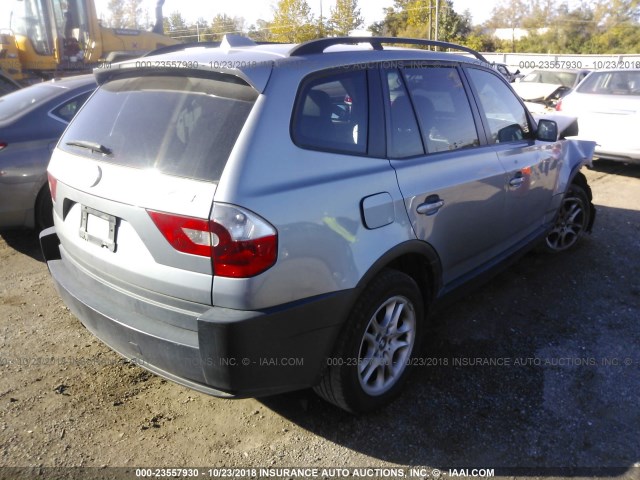 WBXPA73434WC43264 - 2004 BMW X3 2.5I GRAY photo 4