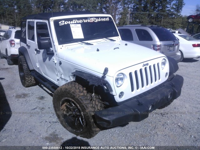 1C4BJWDG3EL113494 - 2014 JEEP WRANGLER UNLIMITE SPORT WHITE photo 1