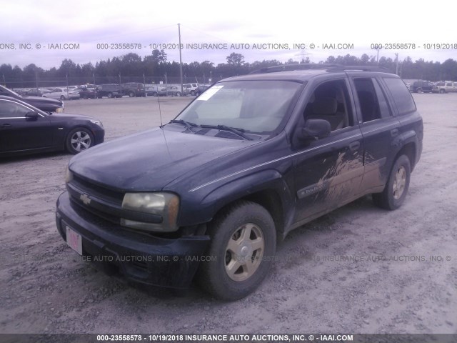 1GNDS13S132307708 - 2003 CHEVROLET TRAILBLAZER  BLUE photo 2