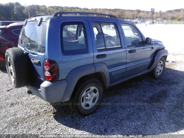 1J4GL48KX5W604494 - 2005 JEEP LIBERTY SPORT BLUE photo 4