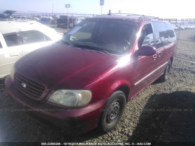 KNDUP131636406177 - 2003 KIA SEDONA EX/LX RED photo 2