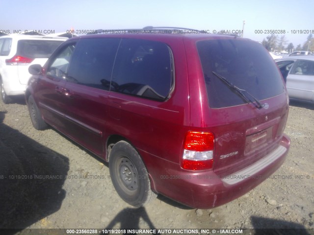 KNDUP131636406177 - 2003 KIA SEDONA EX/LX RED photo 3