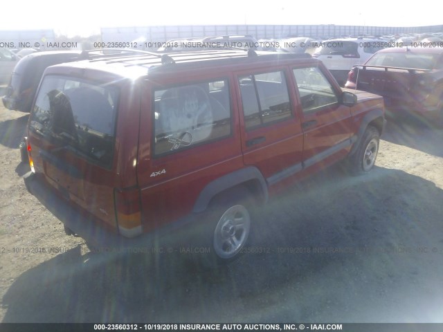 1J4FJ68S2WL168434 - 1998 JEEP CHEROKEE SPORT/CLASSIC წითელი ფოტო 4