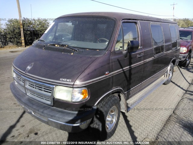 2B6HB21Y8SK513418 - 1995 DODGE RAM VAN B2500 BROWN photo 2