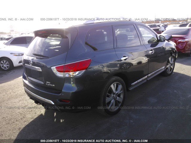 5N1AR2MM3DC640397 - 2013 NISSAN PATHFINDER S/SV/SL/PLATINUM BLUE photo 4