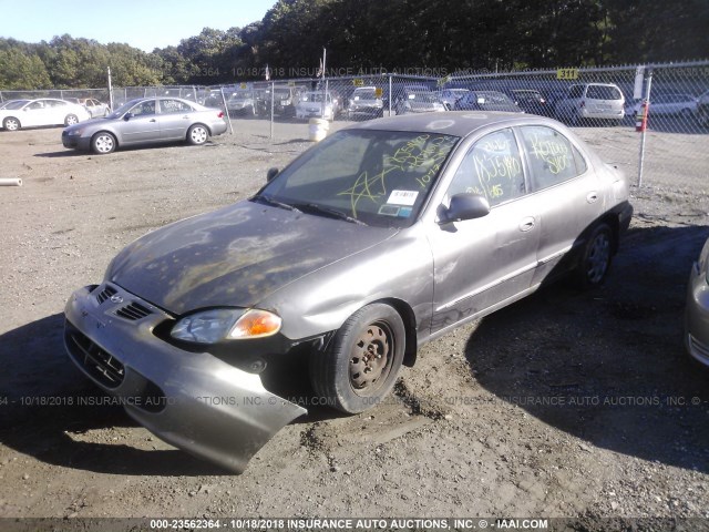 KMHJF35F9YU022452 - 2000 HYUNDAI ELANTRA GLS GRAY photo 2