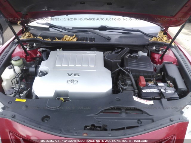 4T1BK46K38U059059 - 2008 TOYOTA CAMRY LE/XLE/SE RED photo 10