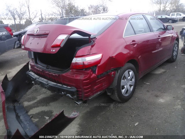 4T1BK46K38U059059 - 2008 TOYOTA CAMRY LE/XLE/SE RED photo 4