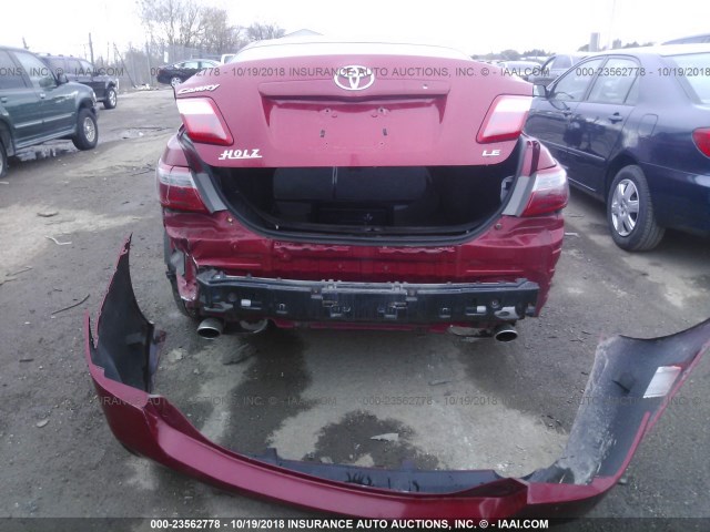 4T1BK46K38U059059 - 2008 TOYOTA CAMRY LE/XLE/SE RED photo 6