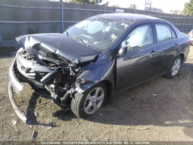 2T1BU4EE4DC084277 - 2013 TOYOTA COROLLA S/LE GRAY photo 2