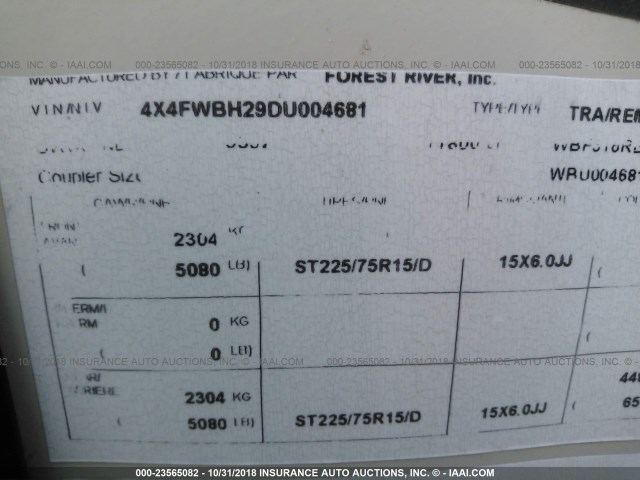 4X4FWBH29DU004681 - 2013 FORR CAMPER  Bej fotoğraf 10