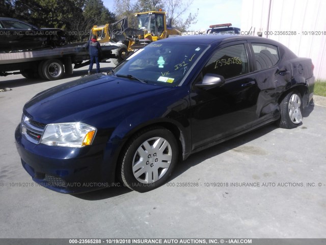 1C3CDZABXEN165297 - 2014 DODGE AVENGER SE BLUE photo 2