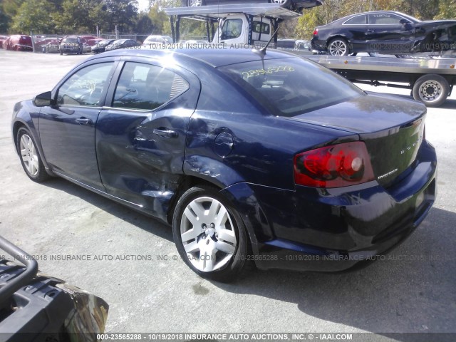 1C3CDZABXEN165297 - 2014 DODGE AVENGER SE BLUE photo 3